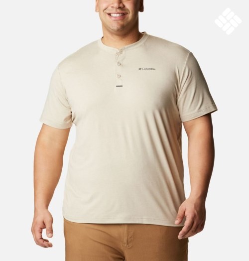 Columbia Tech Trail Kort Sleeve Henley T-skjorte Herre Beige | Plus Size 75804D